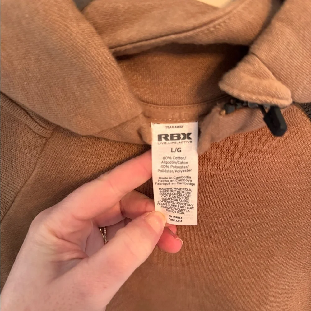 RBX Brown Asymmetrical Zip Pullover - Picture 2 of 3